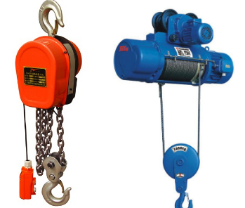 環(huán)鏈電動葫蘆(左)鋼絲繩電動葫蘆(右)